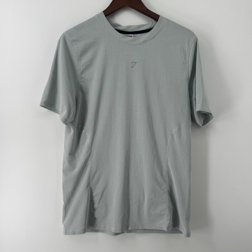 Gymshark Mens M Short Sleeve Training Mesh T-Shirt Sage Green A7A4M Recycled